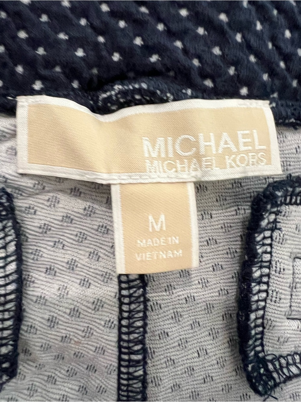 Michael Kors Navy Polka Dot Stretch Leggings with Gold Logo - Picture 11 of 11